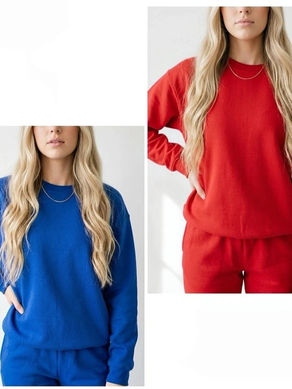 Gildan Heavy Blend Crewneck Bundle of (2) Sweatshirt Blue & Red Medium Unisex